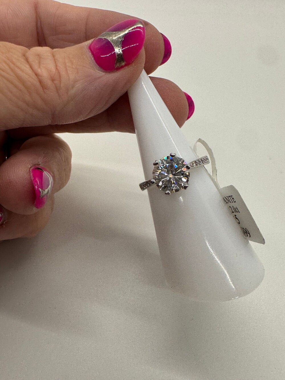 Moissanite 2.0 Ct  Size 5  Solitaire Pavé Ring NWT